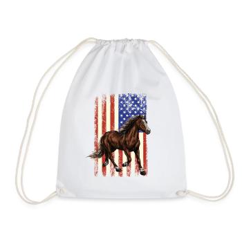 Pferd vor der amerikanischen Flagge, 4. Juli. - Turnbeutel - Weiß - Vorne