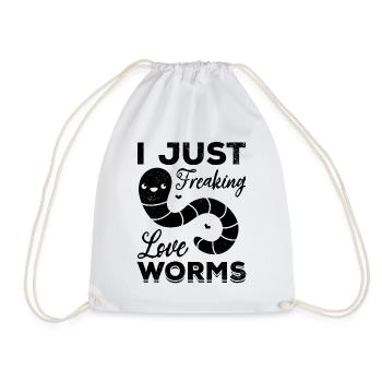 Nice worm lover I love only damn - Drawstring Bag - white - Front