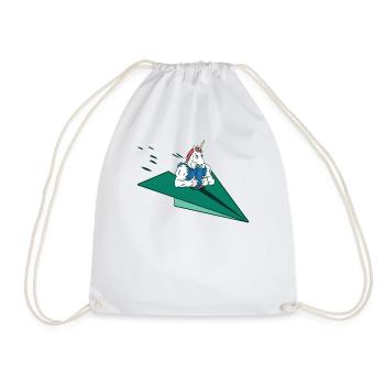Paper Airplane Pilot Math Teacher Unicorn - Drawstring Bag - white - Front