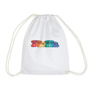 Rainbow Flag Gay Pride LGBTQ Pug Cute Dogs - Drawstring Bag - white - Front