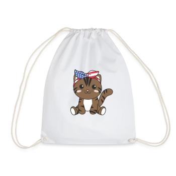 4 juillet chat américain pour enfants mignon chat américain - Sac de sport léger - blanc - Devant