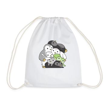 Agender Flag Pride LGBTQ cute penguin - Drawstring Bag - white - Front