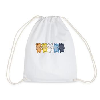 Aroace Flag Pride LGBTQ sweet Hippo - Drawstring Bag - white - Front