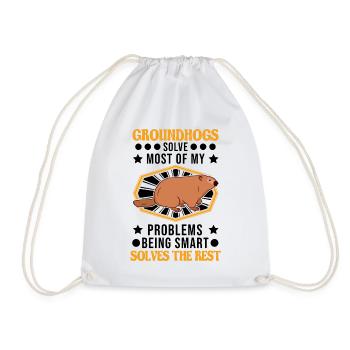 Marmot Gift Groundhog Day Marmot - Drawstring Bag - white - Front