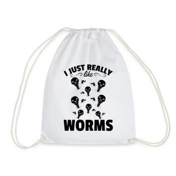 I like Worms Compost Worm Lover Happy Worm - Drawstring Bag - white - Front