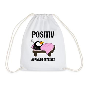 Schlafender Pinguin Lustiger Spruch Geschenk - Turnbeutel - Weiß - Vorne