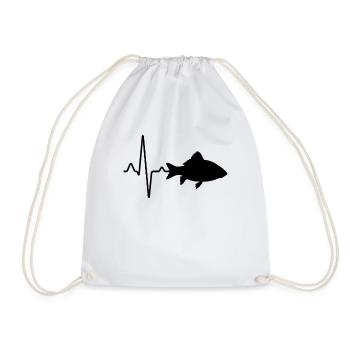 Fish Heartbeat - Drawstring Bag - white - Front