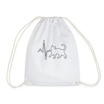 Katze Herzschlag - Turnbeutel - Weiß - Vorne