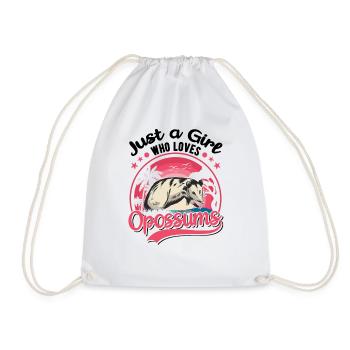 Opossum Girl Possum Pouch Rat - Drawstring Bag - white - Front