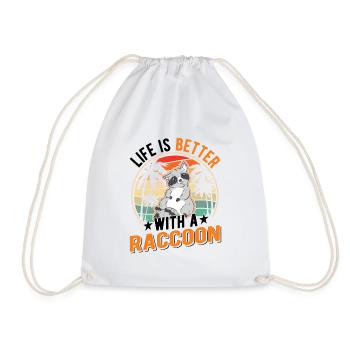 Life is better with a Raccoon Waschbär - Drawstring Bag - white - Front