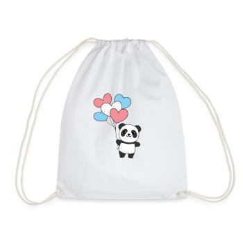 Transgender Flagge Ballon Herzen Pride LGBTQ Panda - Turnbeutel - Weiß - Vorne