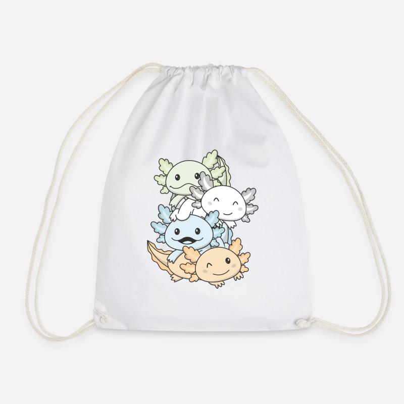 unlabeled Flag June Pride LGBTQ Axolotl - Drawstring Bag - white