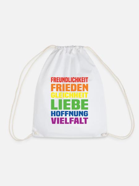 Freundlichkeit Frieden Gleichheit Liebe Hoffnung - Turnbeutel - Weiß