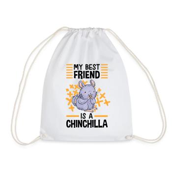 Chinchilla my best friend rodent woolly mouse - Drawstring Bag - white - Front