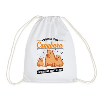 Capybara Gift Capybara Capibara - Drawstring Bag - white - Front
