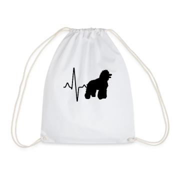 Poodle Heartbeat - Drawstring Bag - white - Front
