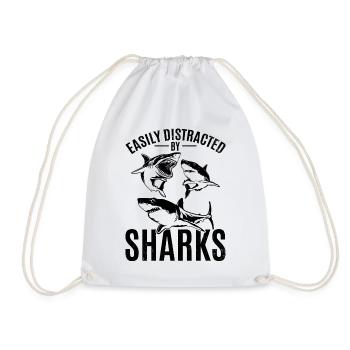 Great White Shark Love I am easily blown away by sharks - Drawstring Bag - white - Front