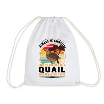 Quail Gift Dwarf Quail - Drawstring Bag - white - Front