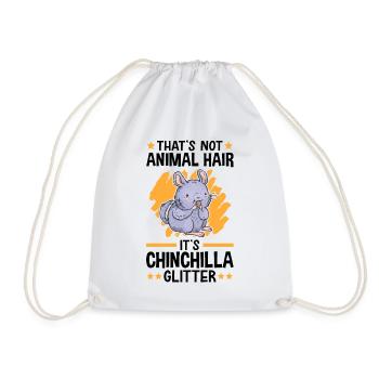 This is Chinchilla Glitter Woolly Mouse Rodent - Drawstring Bag - white - Front