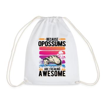 Because Opossums are freaking awesome - Drawstring Bag - white - Front