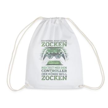 Der König will zocken Gamer Spruch mit Controller - Turnbeutel - Weiß - Vorne