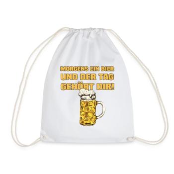 Morgens Ein Bier - Lustiger Bier Spruch - Turnbeutel - Weiß - Vorne