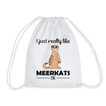Meerkat Lover Funny Saying Gift - Drawstring Bag - white - Front