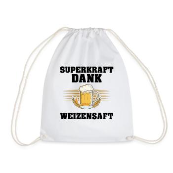 Superkraft Dank Weizensaft Lustiger Bier Spruch - Turnbeutel - Weiß - Vorne