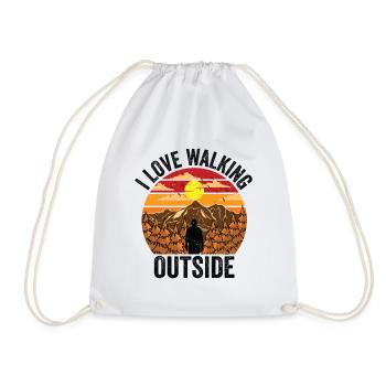 I Love Walking Outside Outdoor Mountain Hiking - Drawstring Bag - white - Front