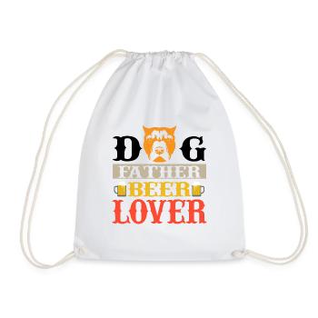 Dogs Pit Bull and Beer Drinker Pitbull Gift - Drawstring Bag - white - Front