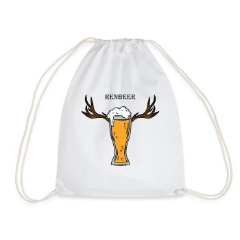 Reindeer Sayings Meme Festival Après Ski Party Beer - Drawstring Bag - white - Front