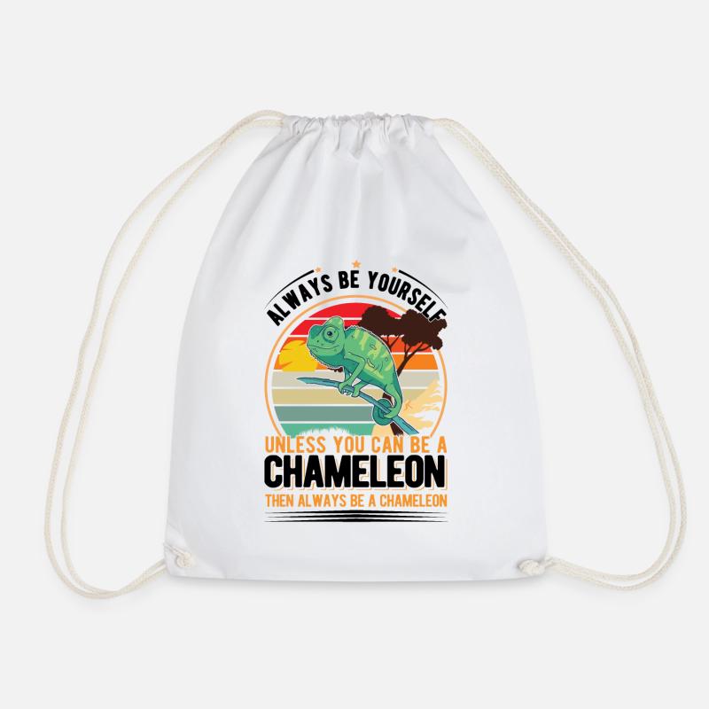 Chameleon Gift Chameleon - Drawstring Bag - white