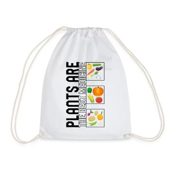 Vegetables Shirt, Plants Are The Best Medicine, - Drawstring Bag - white - Front