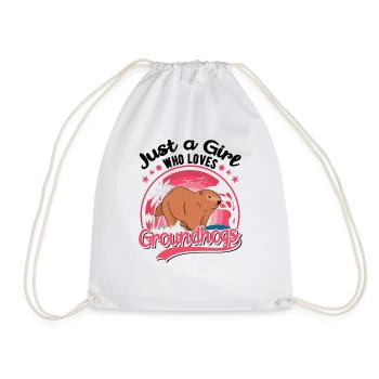 Murmeltier Mädchen Marmot Groundhog Girl - Drawstring Bag - white - Front