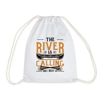 The River Is Calling And I Must Go Kayak Sport - Drawstring Bag - white - Front
