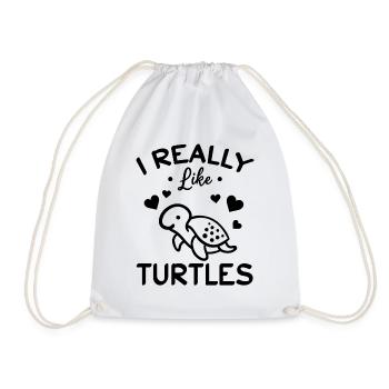 Cute Turtle Lovers - I Like Turtles - Drawstring Bag - white - Front