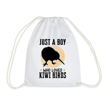 Only a boy who loves kiwi birds - Drawstring Bag - white - Front