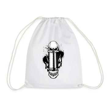 Bullets and Skull Roses Aesthetic Dripping Pattern - Drawstring Bag - white - Front