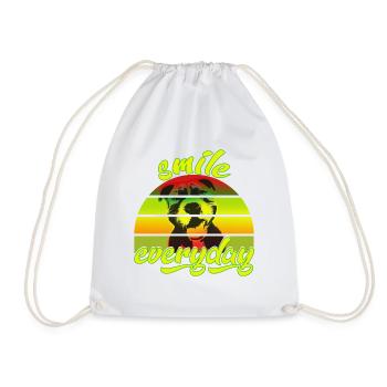 American Bully smile everyday rainbow colors - Drawstring Bag - white - Front