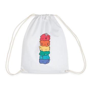 Rainbow Flag Gay Pride LGBTQ Hippo süßer Hippo - Turnbeutel - Weiß - Vorne
