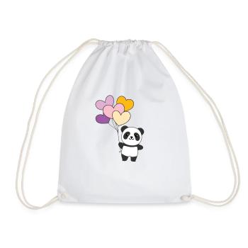 Trixic Flagge Ballon Herzen Pride LGBTQ Panda - Turnbeutel - Weiß - Vorne