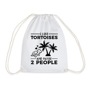 I like turtles and maybe 2 people sweetness - Drawstring Bag - white - Front