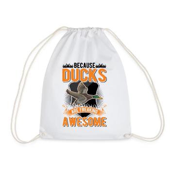 Because Ducks are freaking awesome Enten - Drawstring Bag - white - Front