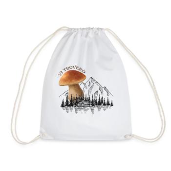 Outfit für Pilzsammler mit Bergen Steinpilz Pilz - Turnbeutel - Weiß - Vorne