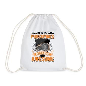 Porcupine Gift Porcupine - Drawstring Bag - white - Front