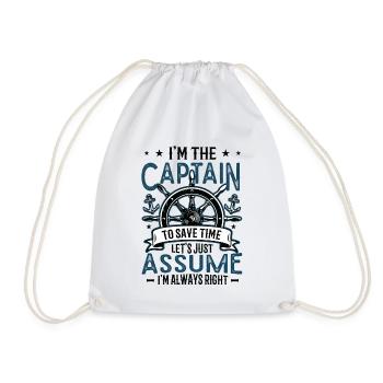 I am the captain I am always right - Drawstring Bag - white - Front