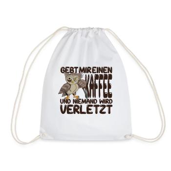 Eule Barista Lebensretter Kaffee Coffee Cappuccino - Turnbeutel - Weiß - Vorne