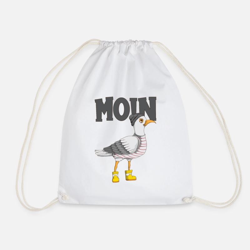 Plattdeutsche Möwe Moin Spruch Nordsee Liebhaber - Turnbeutel - Weiß