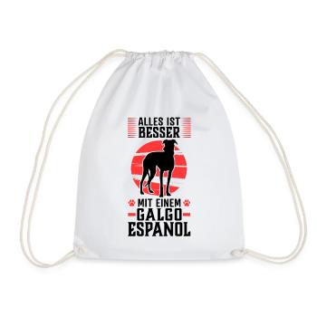 Alles ist besser mit einem Galgo Espanol - Turnbeutel - Weiß - Vorne