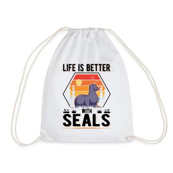 Life is better with Seal Robbe - Turnbeutel - Weiß - Vorne
